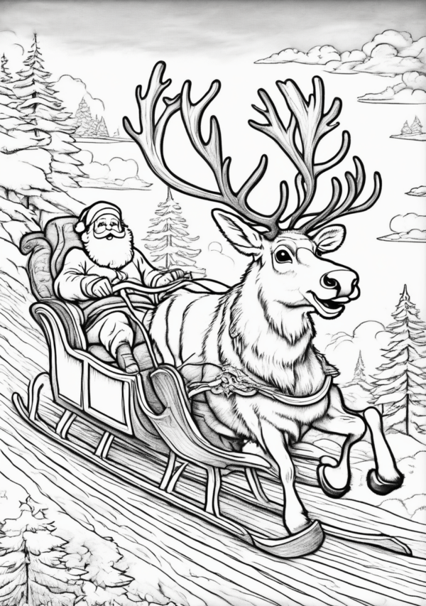 Christmas Reindeer Coloring Pages - 11 Pages - Image 2