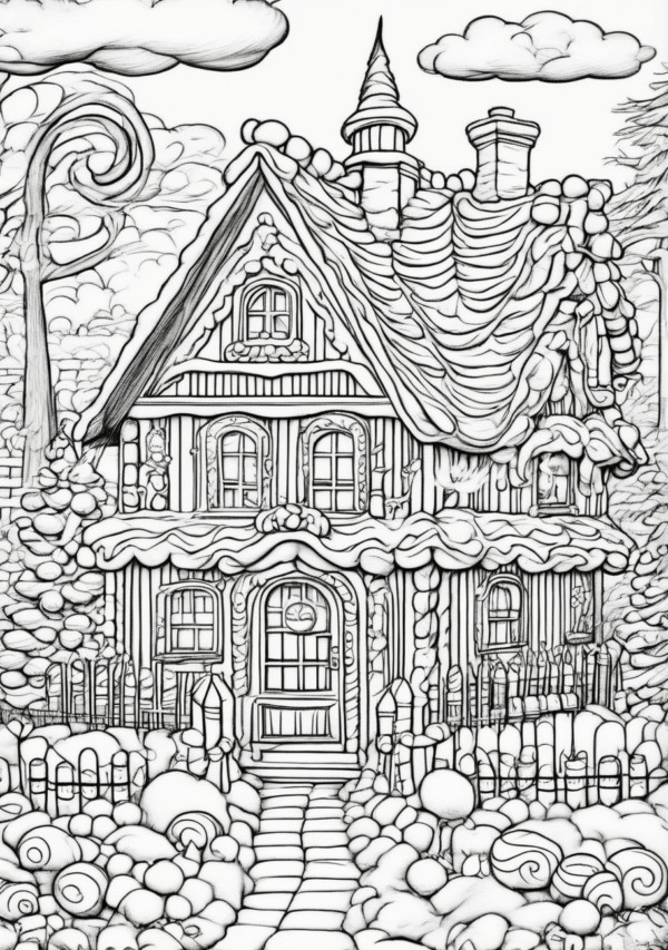 Charming Christmas Cottage Coloring Pages - 11 Pages