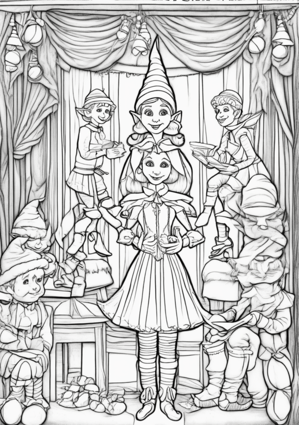 Charming Christmas Elf Coloring Book: Digital Download - 11 Pages - Image 2