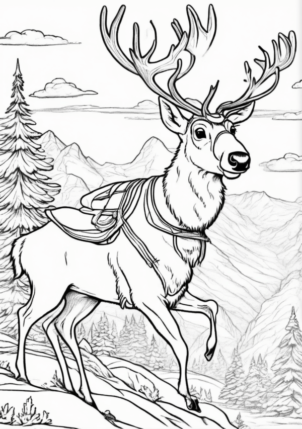 Christmas Reindeer Coloring Book Digital Download - 11 Pages - Image 4