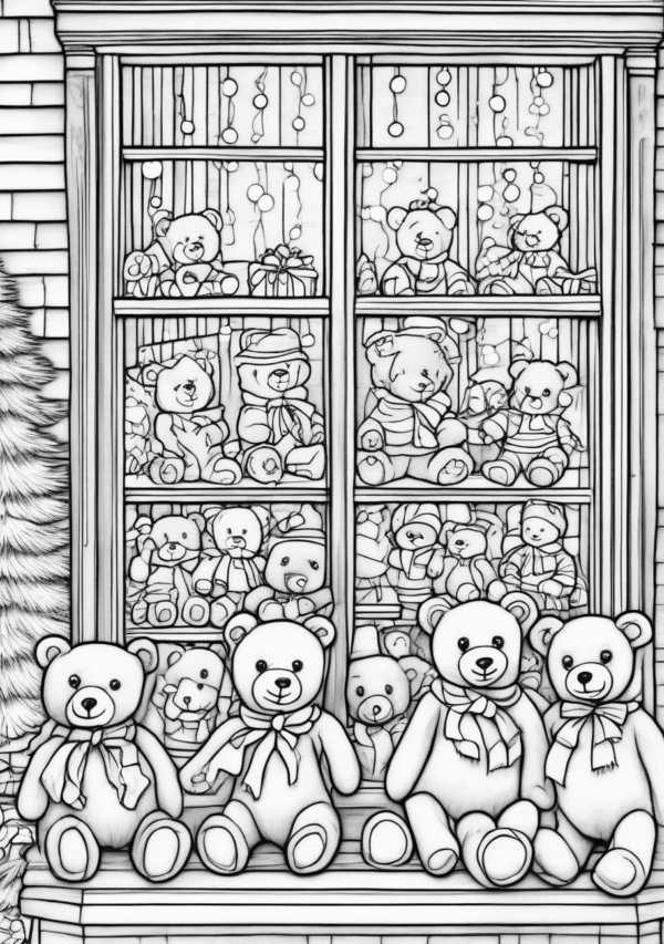 Christmas Teddy Bear Coloring Book - 11 Pages - Image 4