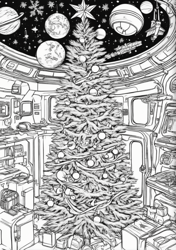 Christmas Space Adventure Coloring Book - 11 Pages - Image 3