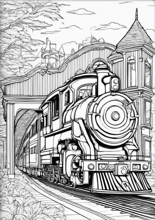 Christmas Train Scenes Coloring Book - 11 Pages - Image 3