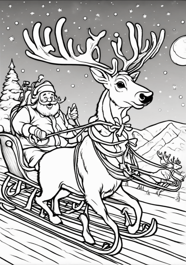 Christmas Reindeer Coloring Pages - 11 Pages - Image 3