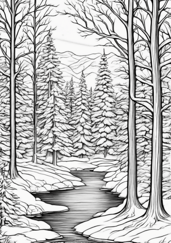 Christmas Coloring Book: Serene Winter Scenes - 11 Pages - Image 2