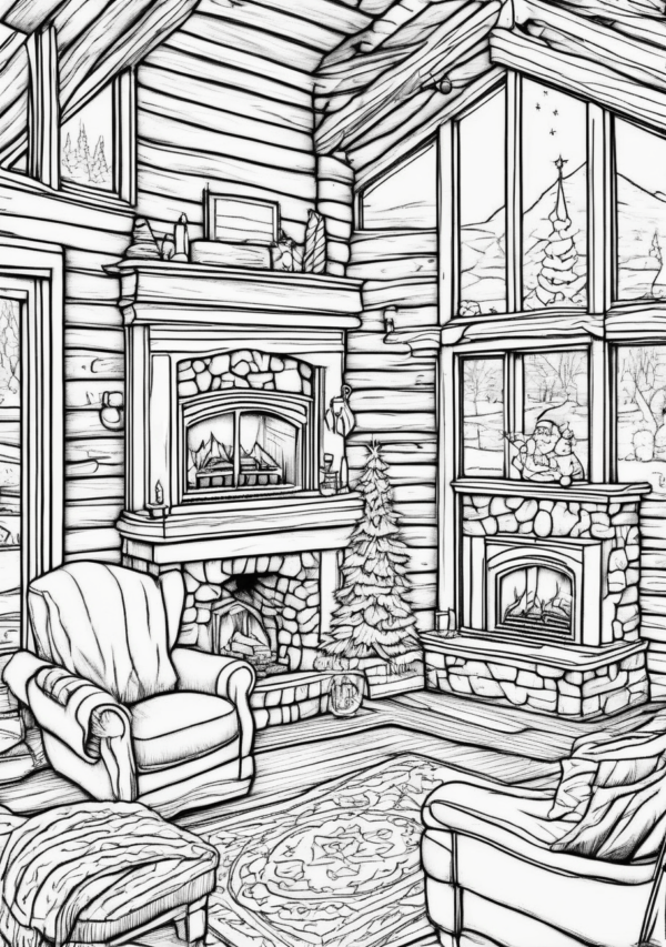 Cozy Christmas Scenes Coloring Book - 11 Pages