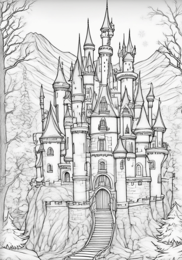 Enchanting Christmas Castles Coloring Book - 11 Pages - Image 3