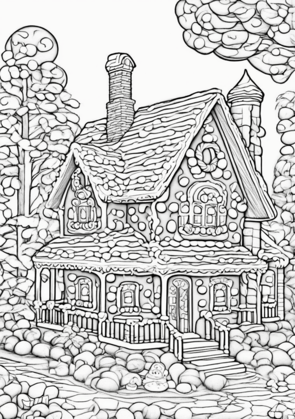 Charming Christmas Cottage Coloring Book - 11 Pages - Image 4