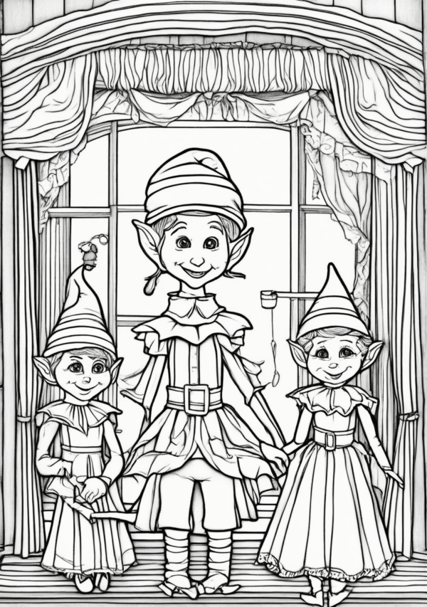 Charming Christmas Elf Coloring Book: Digital Download - 11 Pages - Image 3