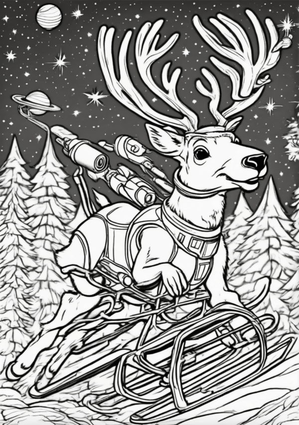 Christmas Reindeer Coloring Book - Digital Download - 11 Pages - Image 3