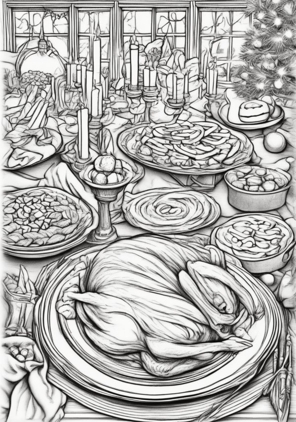 Festive Feast - Christmas Coloring Book Download - 11 Pages - Image 2