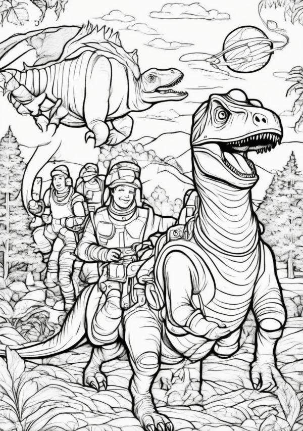 Christmas Dinosaur Adventures Coloring Book - 11 Pages - Image 3