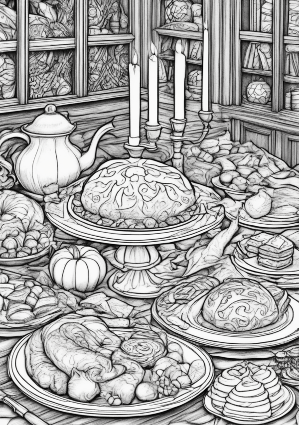 Festive Feast - Christmas Coloring Book Download - 11 Pages - Image 3