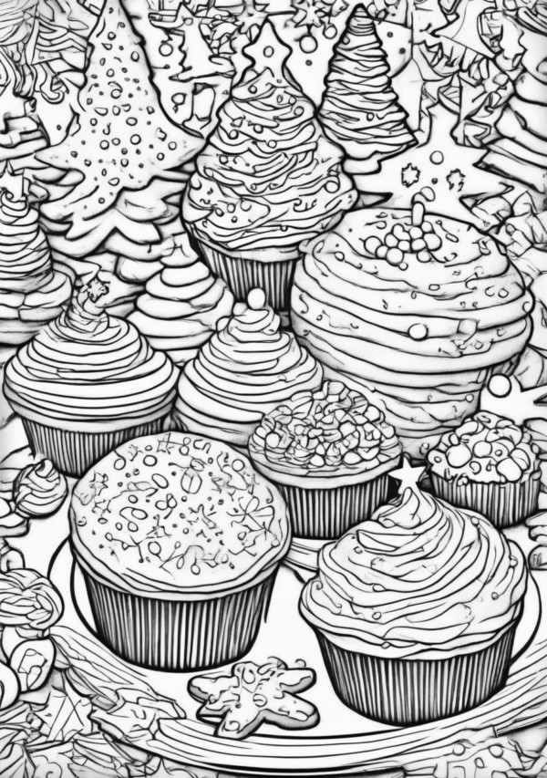 Christmas Coloring Book: Festive Cakes - 11 Pages - Image 2