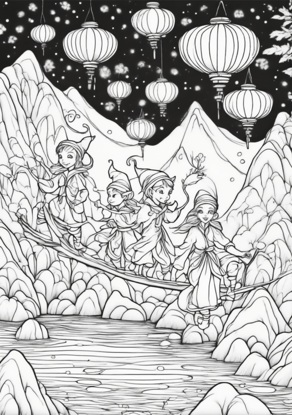 Christmas Coloring Book: Peaceful Lantern Scenes - 11 Pages - Image 2