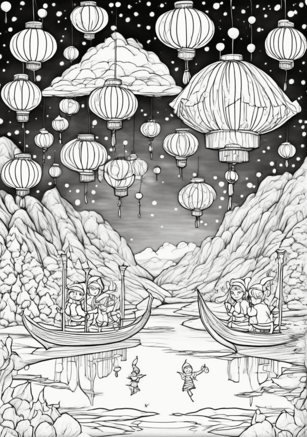 Christmas Coloring Book: Peaceful Lantern Scenes - 11 Pages - Image 3