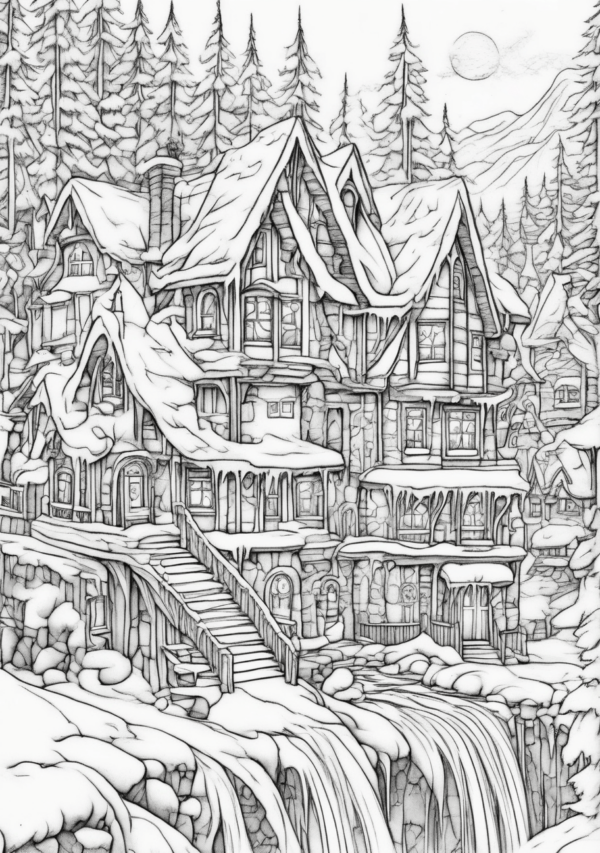 Christmas Village Coloring Book with Intricate Designs - 11 Pages - Image 3