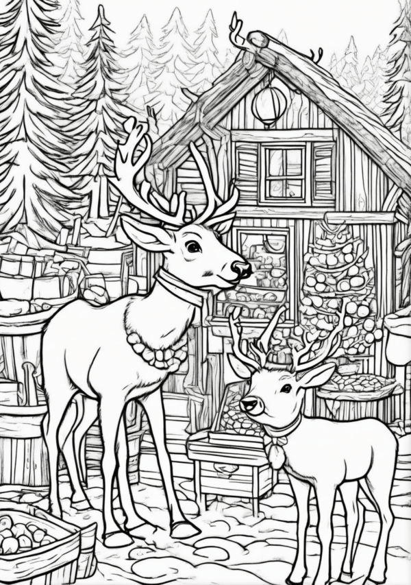 Charming Christmas Reindeer Coloring Book - 11 Pages - Image 4