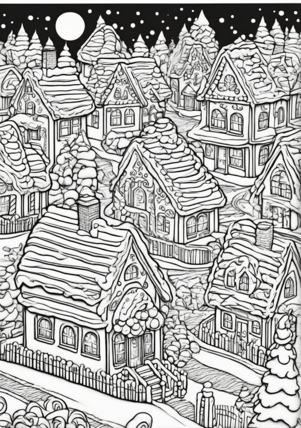 Intricate Christmas Village Coloring Book - Digital Download - 11 Pages - Image 3