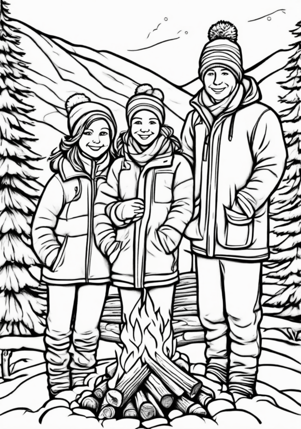 Christmas Campfire Family Coloring Book - 11 Pages - Image 2