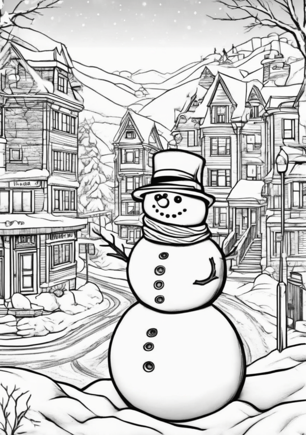 Christmas Coloring Book: Festive Snowman Scenes - 11 Pages - Image 3