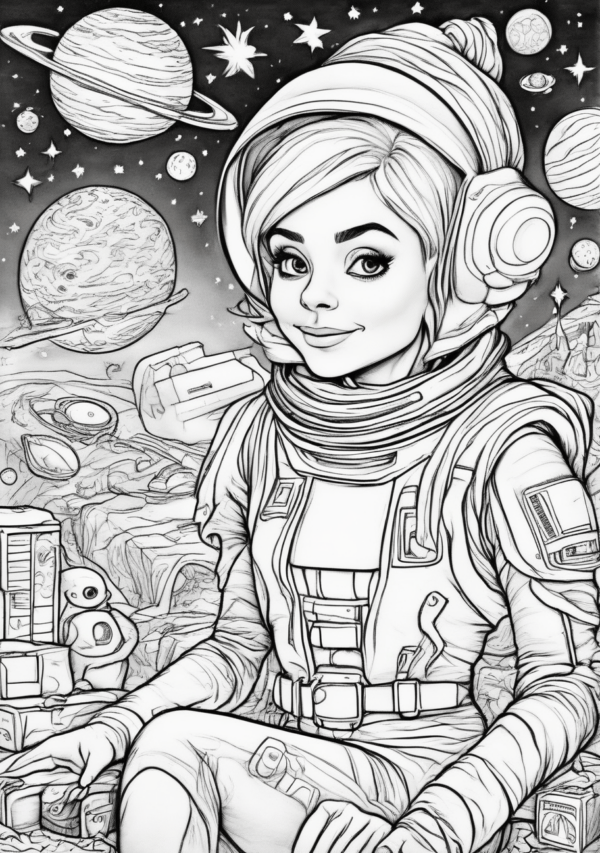 Space Elf Christmas Coloring Book | Digital Download - 11 Pages - Image 2