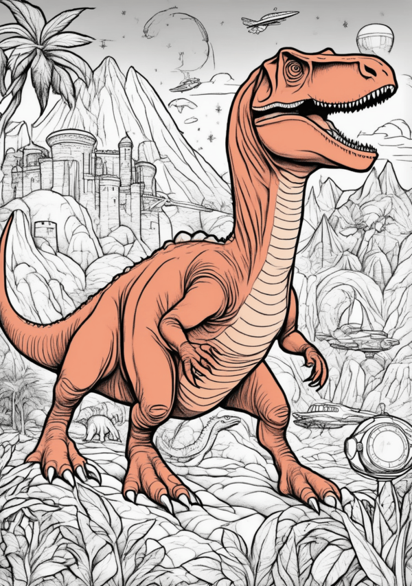 Christmas Dinosaur Adventures Coloring Book - 11 Pages - Image 4