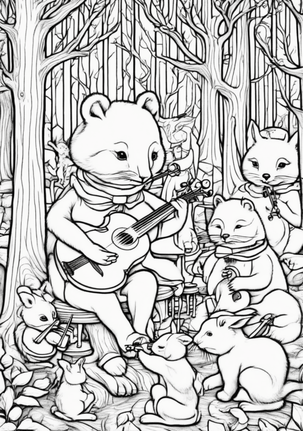 Christmas Animal Orchestra Coloring Book - 11 Pages - Image 3