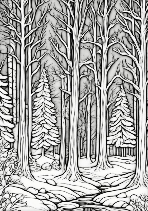 Christmas Coloring Book: Serene Winter Scenes - 11 Pages - Image 3