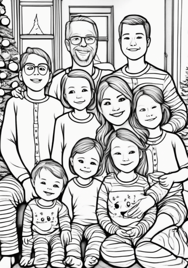 Unique Christmas Family Coloring Book - 11 Pages - Image 3