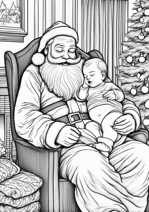 Calming Christmas Coloring Book with Santa Designs - 11 Pages - Image 2