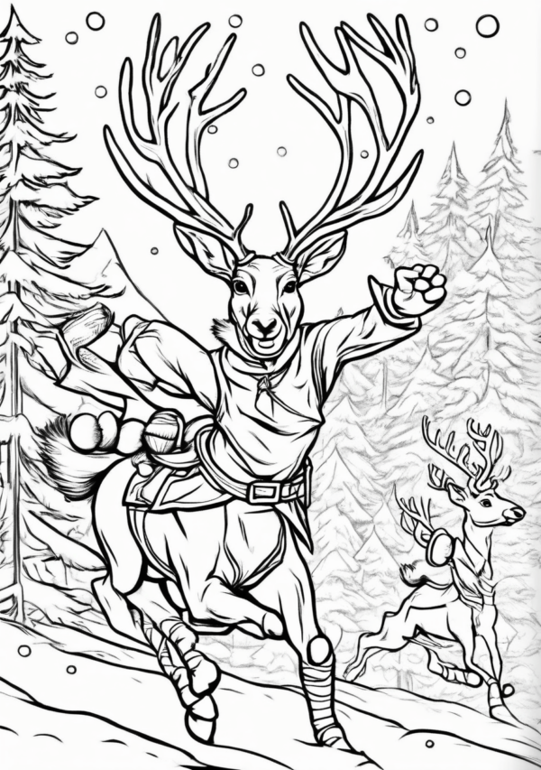 Christmas Reindeer Coloring Book for Instant Download - 11 Pages - Image 4