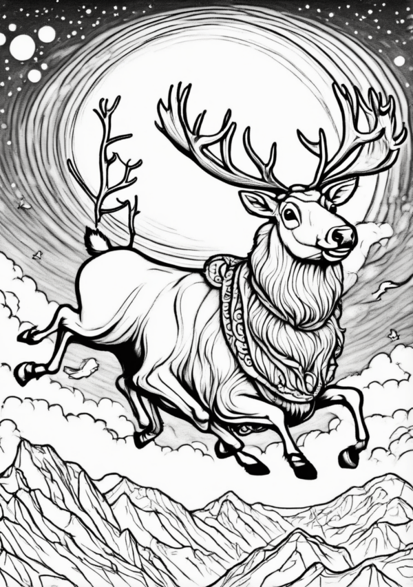 Christmas Reindeer Coloring Book - Unique and Intricate Designs - 11 Pages - Image 2