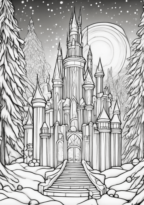 Enchanting Christmas Castle Coloring Book - 11 Pages - Image 3