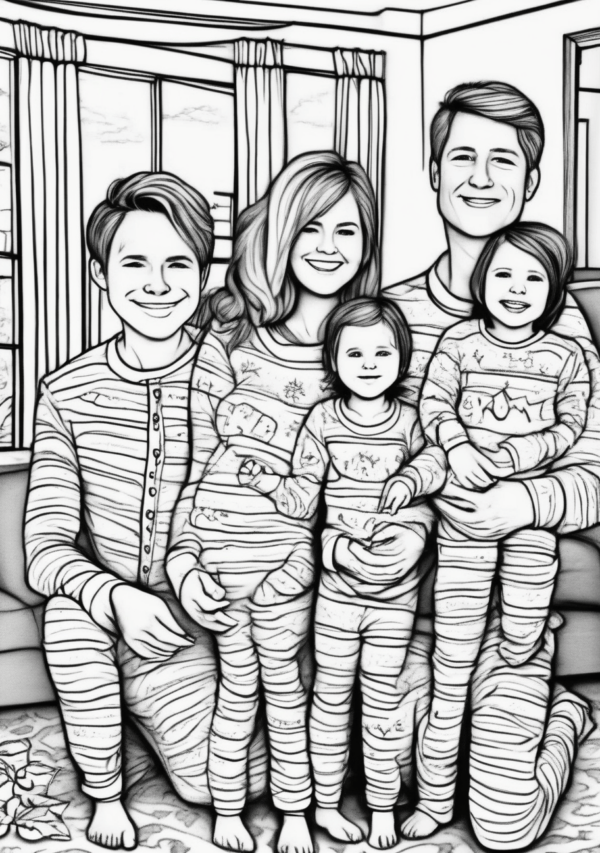 Unique Christmas Family Coloring Book - 11 Pages - Image 4