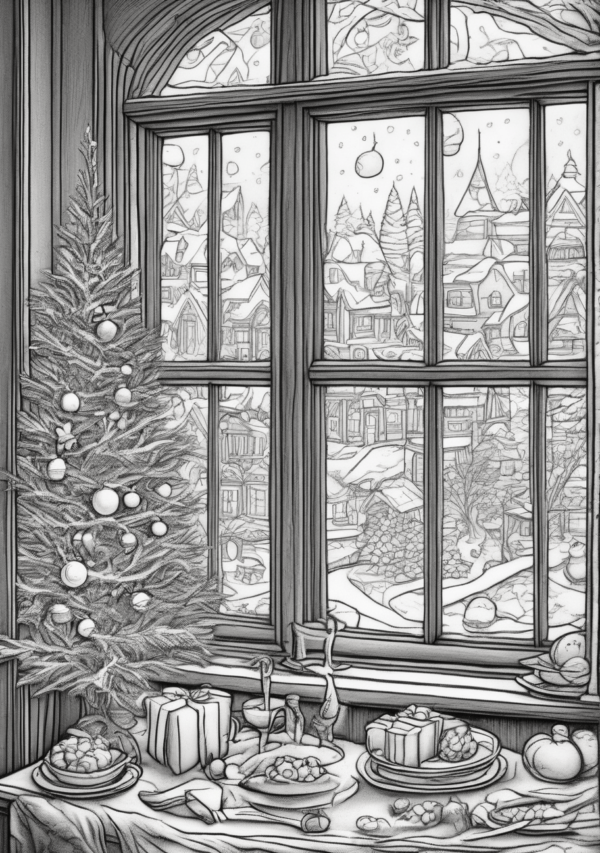 Christmas Window Views Coloring Book - 11 Pages - Image 2