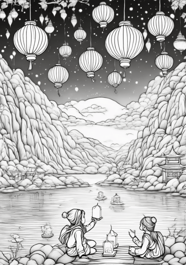 Christmas Coloring Book: Peaceful Lantern Scenes - 11 Pages - Image 4