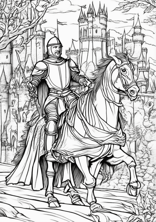 Medieval Knights Coloring Pages - 11 Pages - Image 2