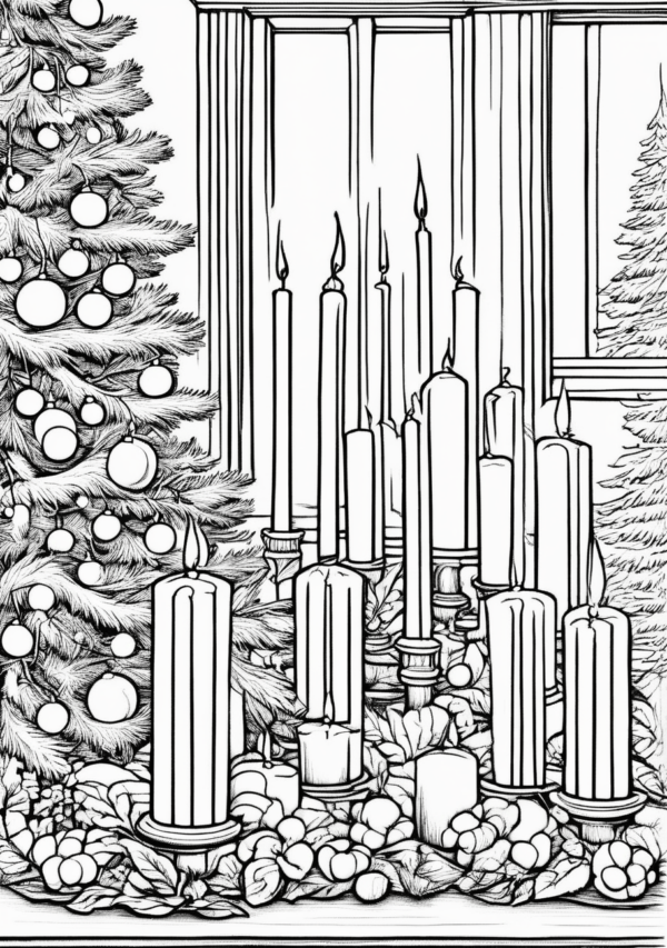 Christmas Candle Coloring Book - Intricate Holiday Designs - 11 Pages - Image 4