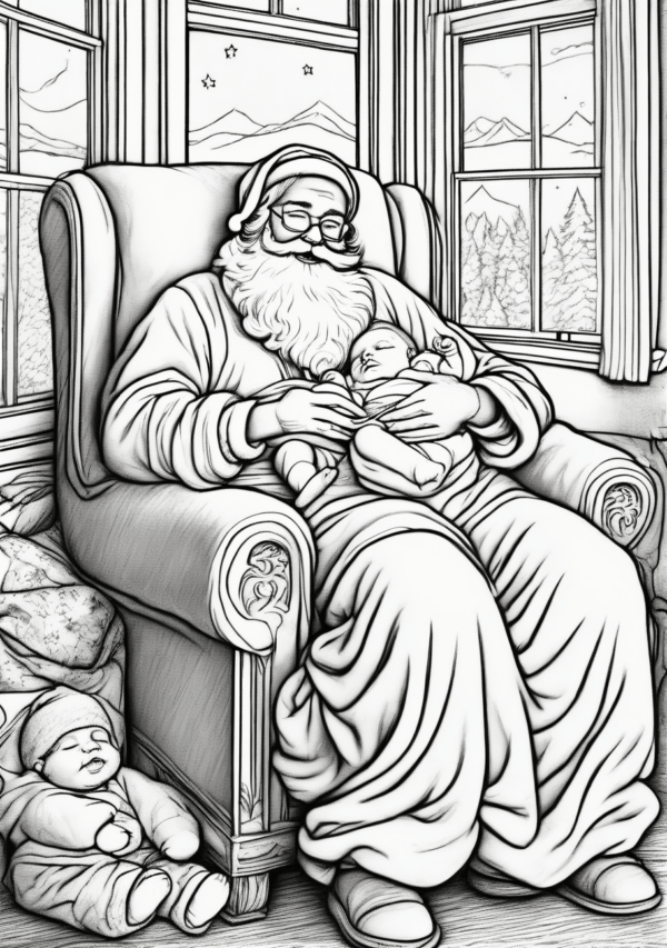 Calming Christmas Coloring Book with Santa Designs - 11 Pages - Image 3