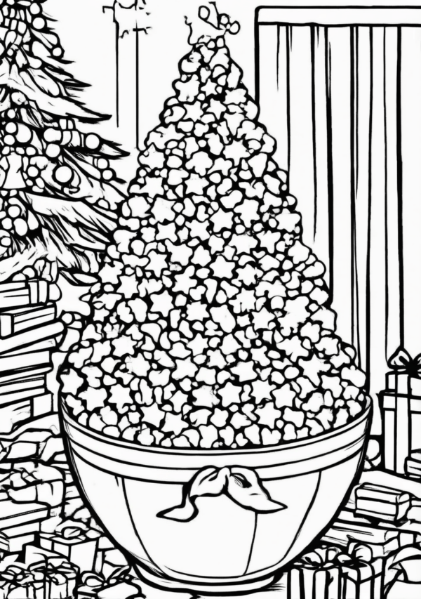 Christmas Coloring Book: Cozy Scenes & Popcorn Fun - 11 Pages - Image 3