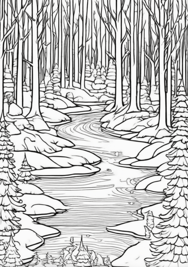 Christmas Nature Scenes Coloring Book - 11 Pages - Image 3