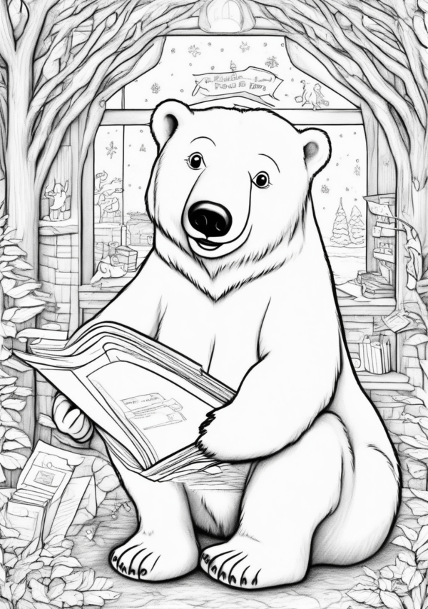 Christmas Polar Bear Coloring Pages - Digital Download - 11 Pages - Image 3