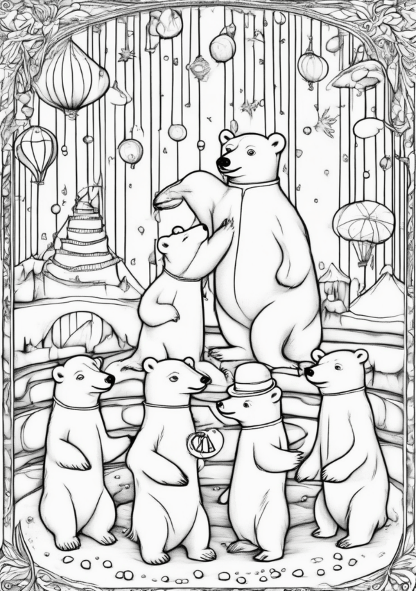 Christmas Coloring Book: Polar Bear Wonderland - 11 Pages - Image 3