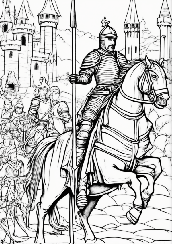 Medieval Knights Coloring Pages - 11 Pages - Image 3