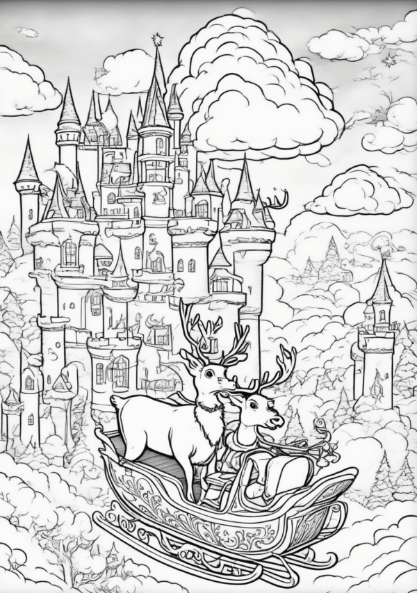 Christmas Castle Scenes Coloring Book - 11 Pages - Image 3