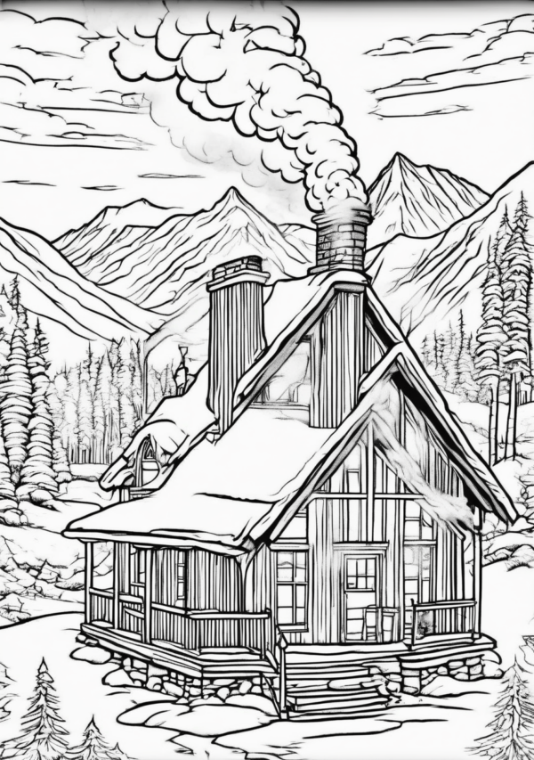 Christmas Cabin Coloring Book with Detailed Designs - 11 Pages - Image 3