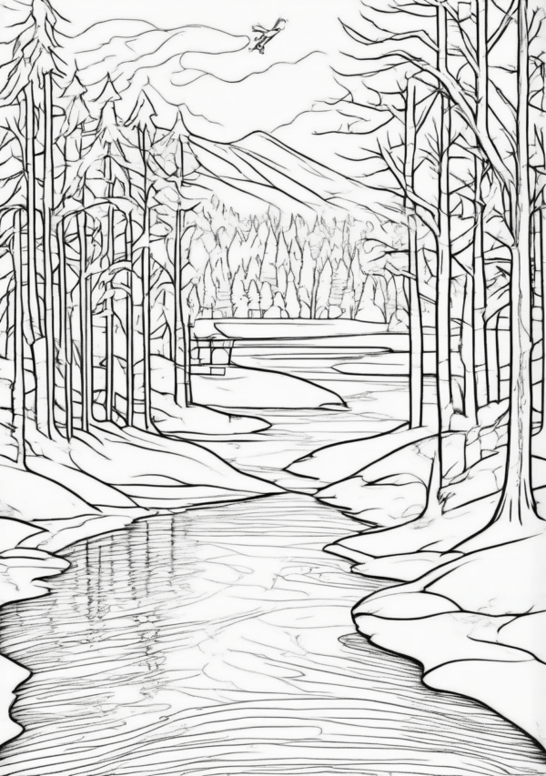 Christmas Coloring Book: Scenic Nature Designs - 11 Pages