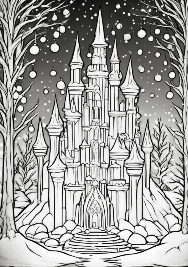 Enchanting Christmas Castle Coloring Book - 11 Pages - Image 4