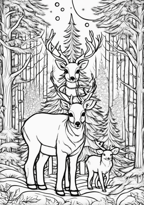 Christmas Coloring Book with Deer and Winter Scenes - 11 Pages - Image 3